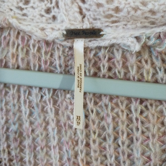 Free People Soft Open Knit Crochet Hooded Sweater Size XS - Picture 6 of 7